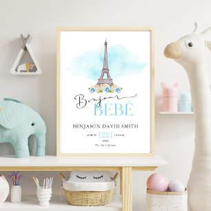 Affiche Statistiques de naissance Bonjour Bébé Garçon Nurs