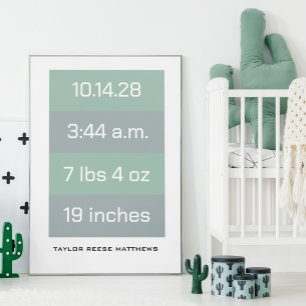 Affiche Statistiques de naissance couleur personnalisée et