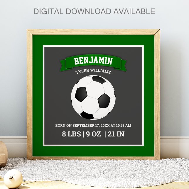 Affiche Statistiques de naissance de bébé ballon de footba (Créateur téléchargé)