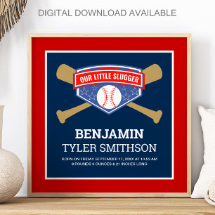 Affiche Statistiques de naissance de bébé joueur de baseba