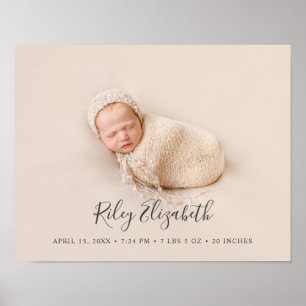 Affiche Statistiques de naissance de bébé moderne simple e