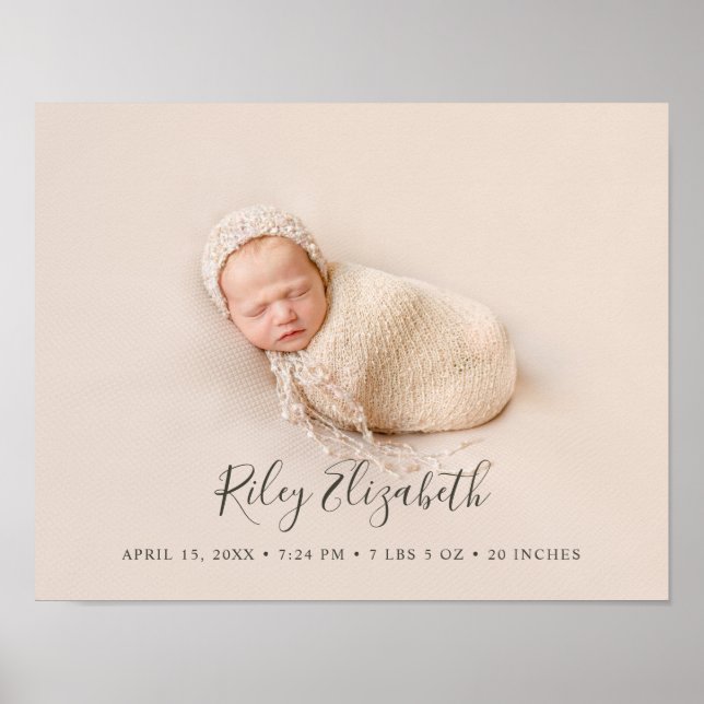 Affiche Statistiques de naissance de bébé moderne simple e (Devant)