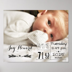 Affiche Statistiques de naissance de bébé Photo souvenir d