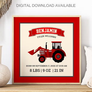 Affiche Statistiques de naissance de bébé tracteur de ferm