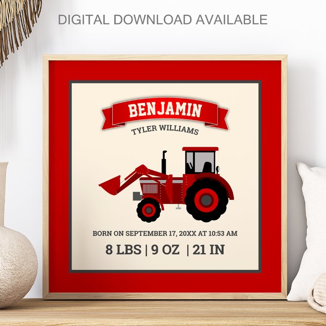 Affiche Statistiques de naissance de bébé tracteur de ferm (Créateur téléchargé)