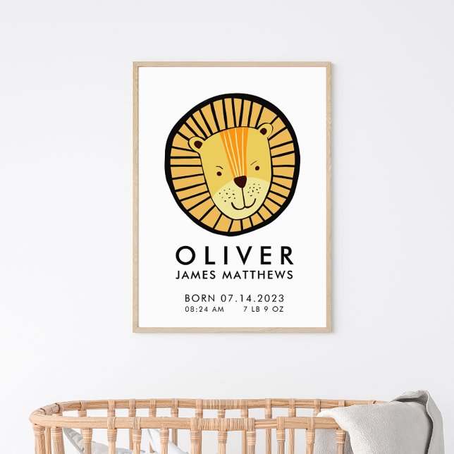 Affiche Statistiques de naissance de lion mignon (Créateur téléchargé)