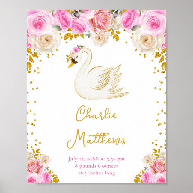Affiche Statistiques de naissance de Swan Pink et Gold Ros (Devant)