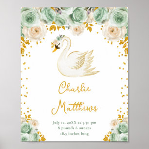 Affiche Statistiques de naissance des Roses Vert Sauge et 