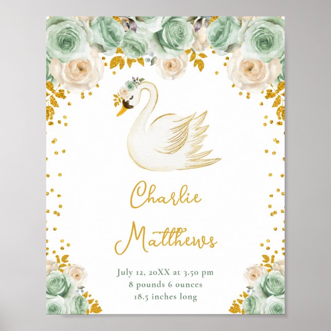 Affiche Statistiques de naissance des Roses Vert Sauge et  (Devant)