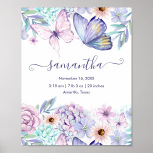 Affiche Statistiques de naissance florales papillon person