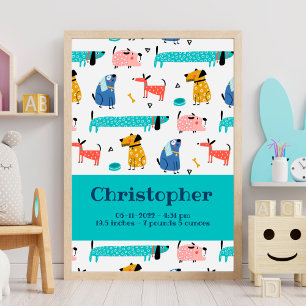 Affiche Statistiques de naissance Imprimer Chiens amusants