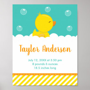 Affiche Statistiques de naissance jaune et vert Canard en