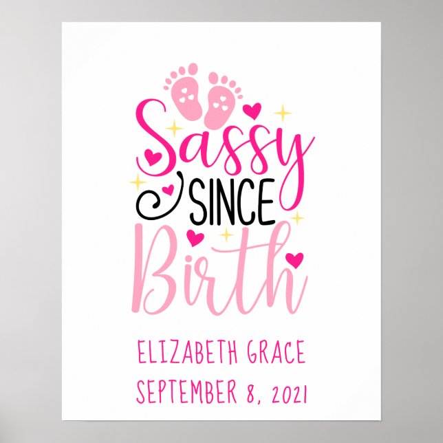 Affiche Statistiques de naissance Rose Empreinte de pied d (Devant)