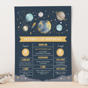 Affiche Stats d'anniversaire Navy Gold Premier Tour autour