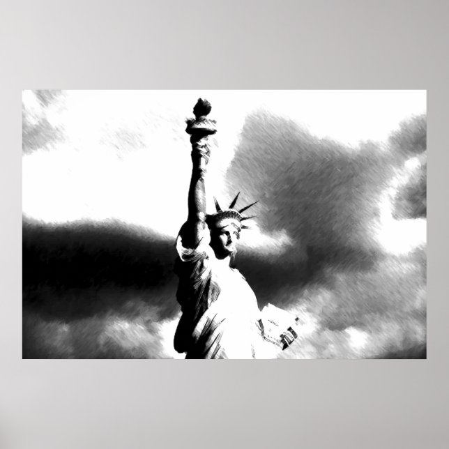 Affiche Statue blanche noire de la Liberté New York (Devant)