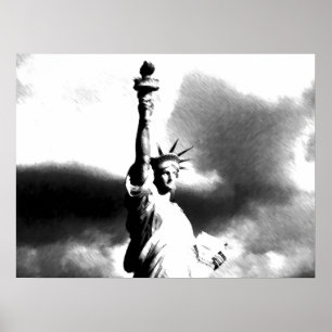 Affiche Statue blanche noire de la Liberté New York