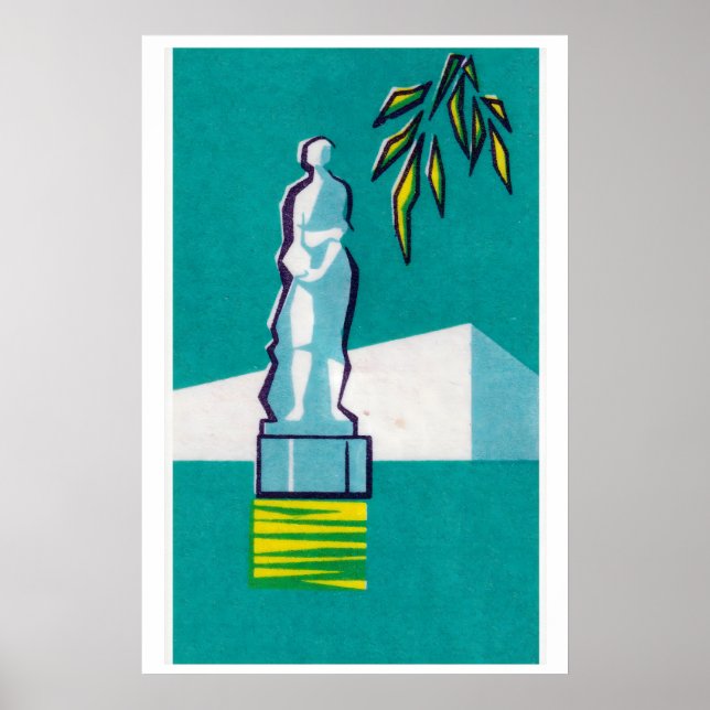 Affiche Statue Bust Matchbox Art Print, Czechoslovakian (Devant)
