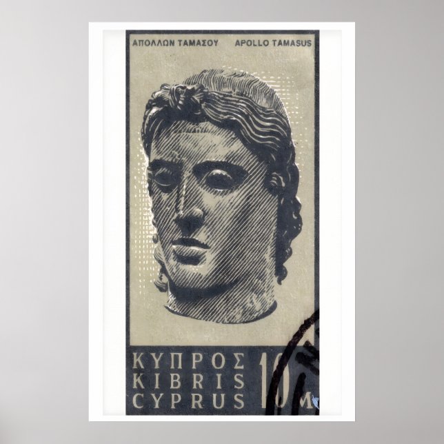 Affiche Statue d'Apollon - Chypre - Timbre-Poste (Devant)
