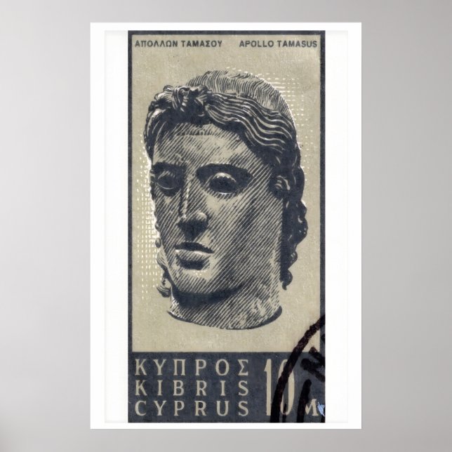 Affiche Statue d'Apollon - Chypre - Timbre-Poste Impressio (Devant)