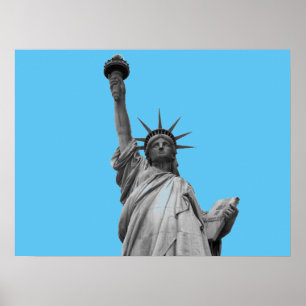 Affiche Statue d'art pop de Liberty Blue Greyscale New Yor