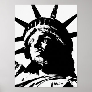 Affiche Statue d'Art Pop Noir & Blanc de la Liberté