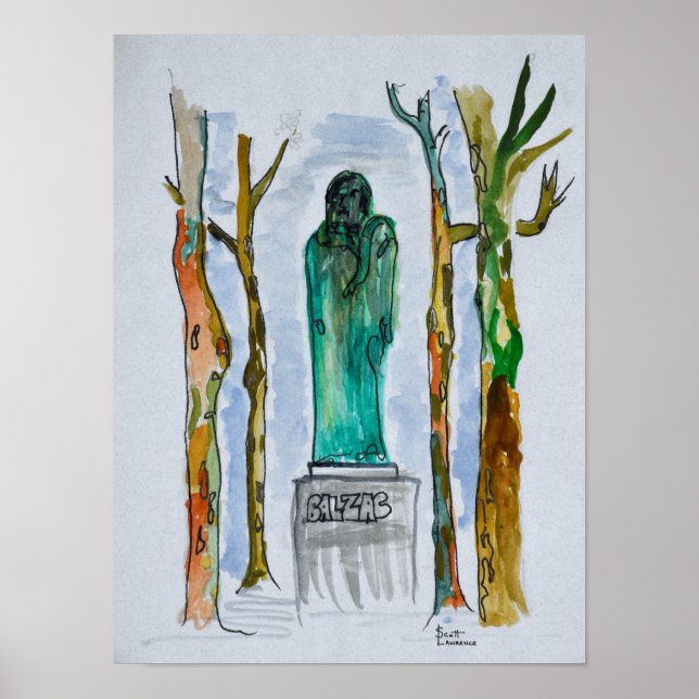 Affiche Statue de Balzac par Rodin | Paris, France (Devant)