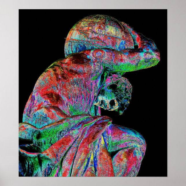 Affiche Statue de Bismarck, Berlin, Atlas de Dieu grec, Co (Devant)