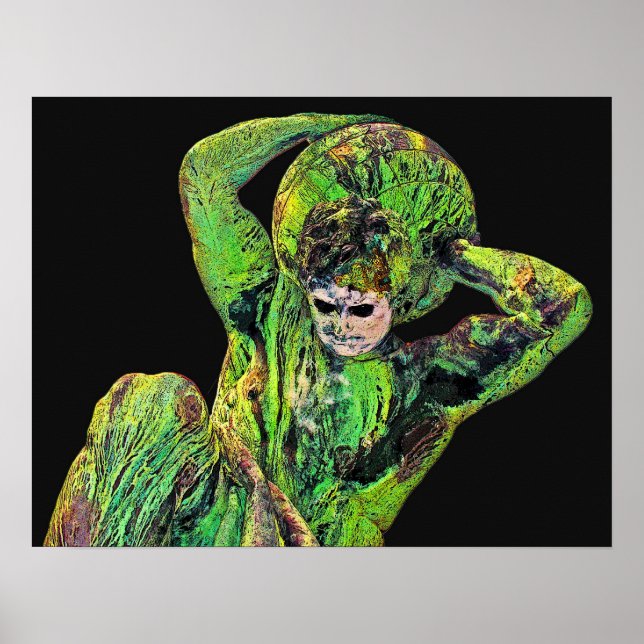 Affiche Statue de Bismarck, Berlin, Atlas du Dieu grec, Ba (Devant)