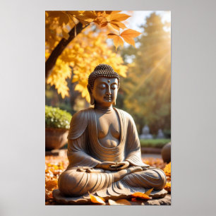 Affiche Statue de Bouddha sereine Vibrations Zen Jardin d'