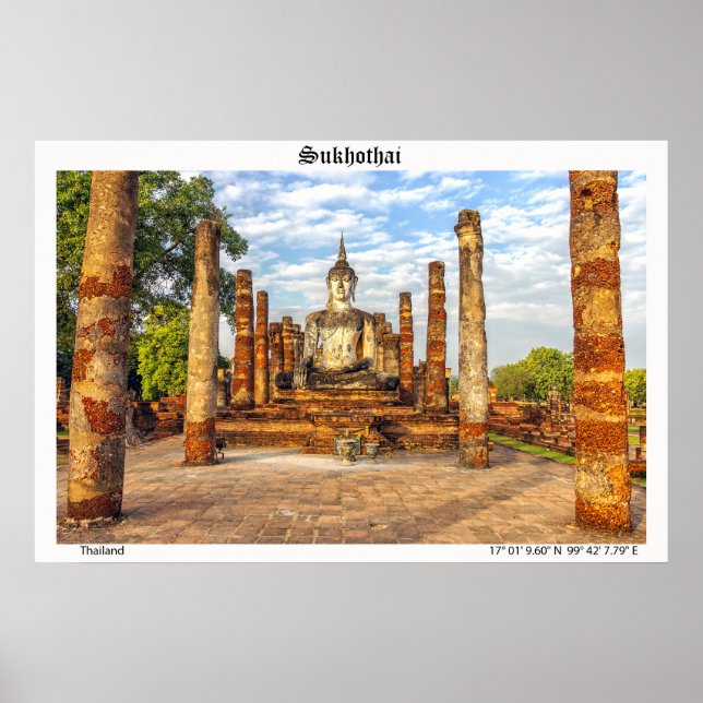 Affiche Statue de Bouddha, Wat Mahathat, Sukhothai (Devant)