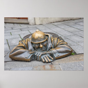 Affiche Statue de bronze de l'égoutier, Bratislava, Slovaq