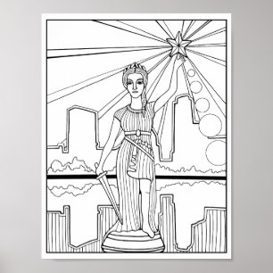 Affiche Statue de la déesse de la liberté Austin Coloriage
