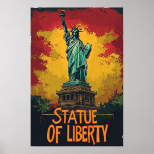 Affiche Statue de la Liberté Art Vintage Illustration Voya