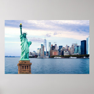 Affiche Statue de la Liberté avec le World Trade Center