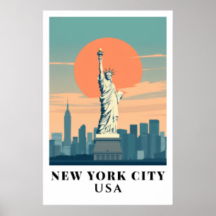 Affiche Statue de la Liberté de New York City Art de voyag