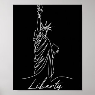 Affiche Statue de la Liberté dessinée à la main en une seu
