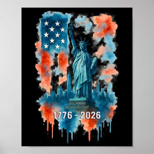 Affiche Statue de la Liberté Drapeau 250 Ans 1776-2026 250 (Devant)