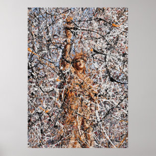 Affiche Statue de la Liberté Drip Art Expressionniste Abst