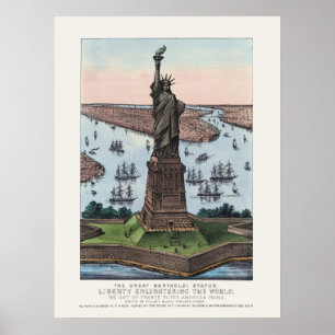 Affiche Statue de la Liberté du port de NYC de 1885 Art vi