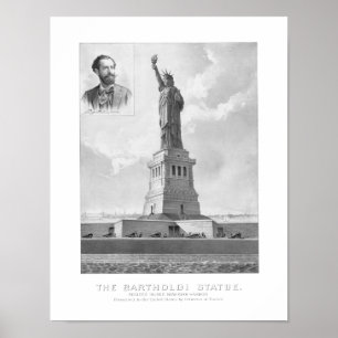 Affiche Statue de la liberté et du portrait de Bartholdi