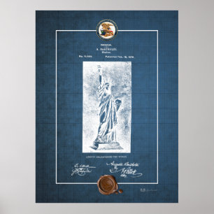 Affiche Statue de la Liberté Modèle de brevet Vintage