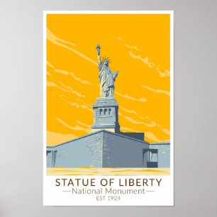 Affiche Statue de la Liberté Monument National Vintage