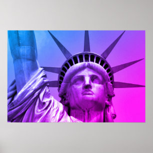 Affiche Statue de la Liberté New York Art Pop Bleu Violet