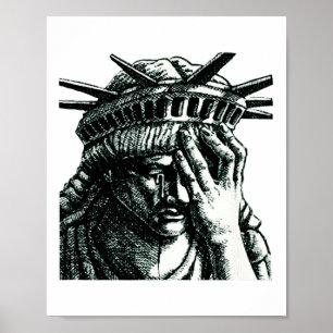 Affiche Statue De La Liberté Pleurant Anti Trump Ne Résist