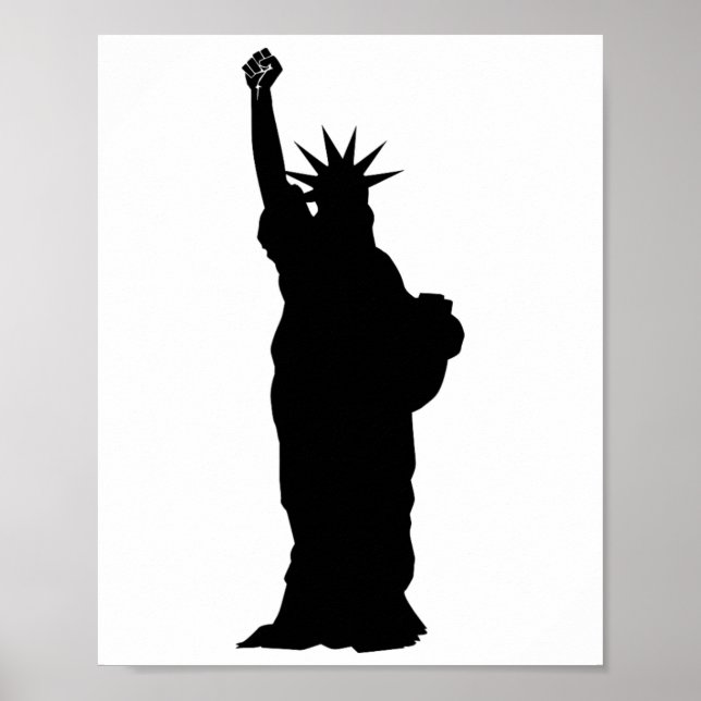 Affiche Statue De La Liberté Poing Résiste Au Racisme Et À (Devant)