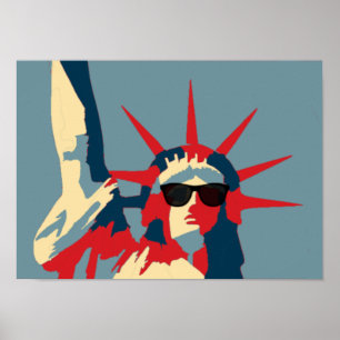 Affiche Statue de la Liberté portant des lunettes de solei