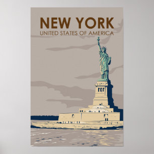 Affiche Statue de la Liberté Retro de New York