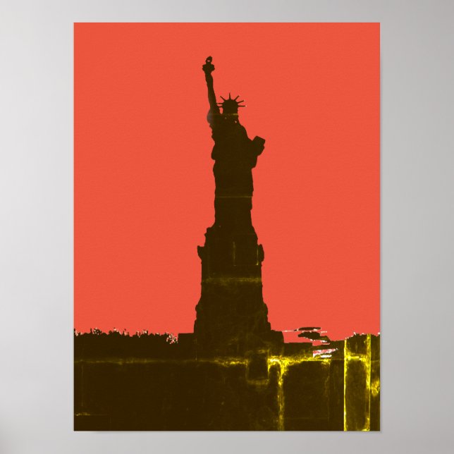 Affiche Statue de la Liberté Silhouette Pop Art (Devant)