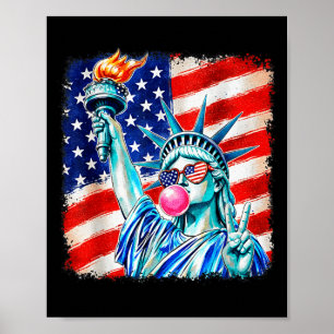 Affiche Statue de la liberté soufflant des femmes patrioti