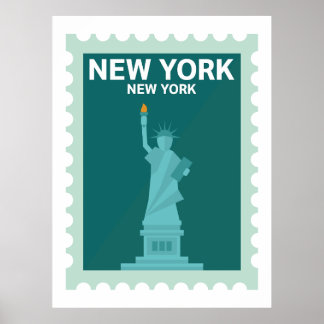 Affiche Statue de la Liberté - Timbre de New York